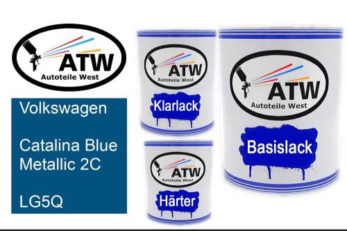 Volkswagen, Catalina Blue Metallic 2C, LG5Q: 1L Lackdose + 1L Klarlack + 500ml Härter - Set, von ATW Autoteile West.